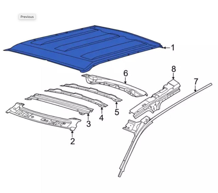 2021-2024 Ford Bronco Sport roof panel OEM M1PZ-7850202-B, primed unpainted